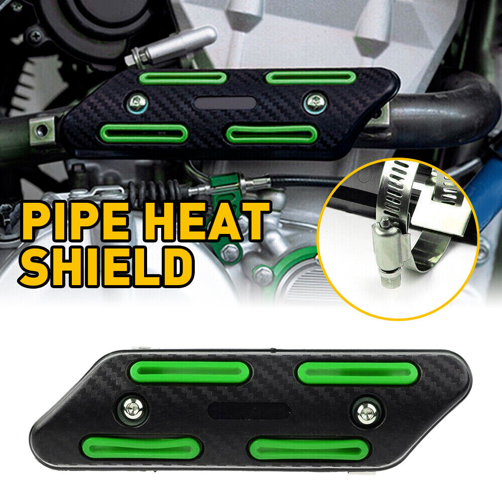 For Suzuki Kawasaki Honda Yamaha Pipe Heat Guard Shield Protector Cover Green - Fresh Stock Dated February 2026