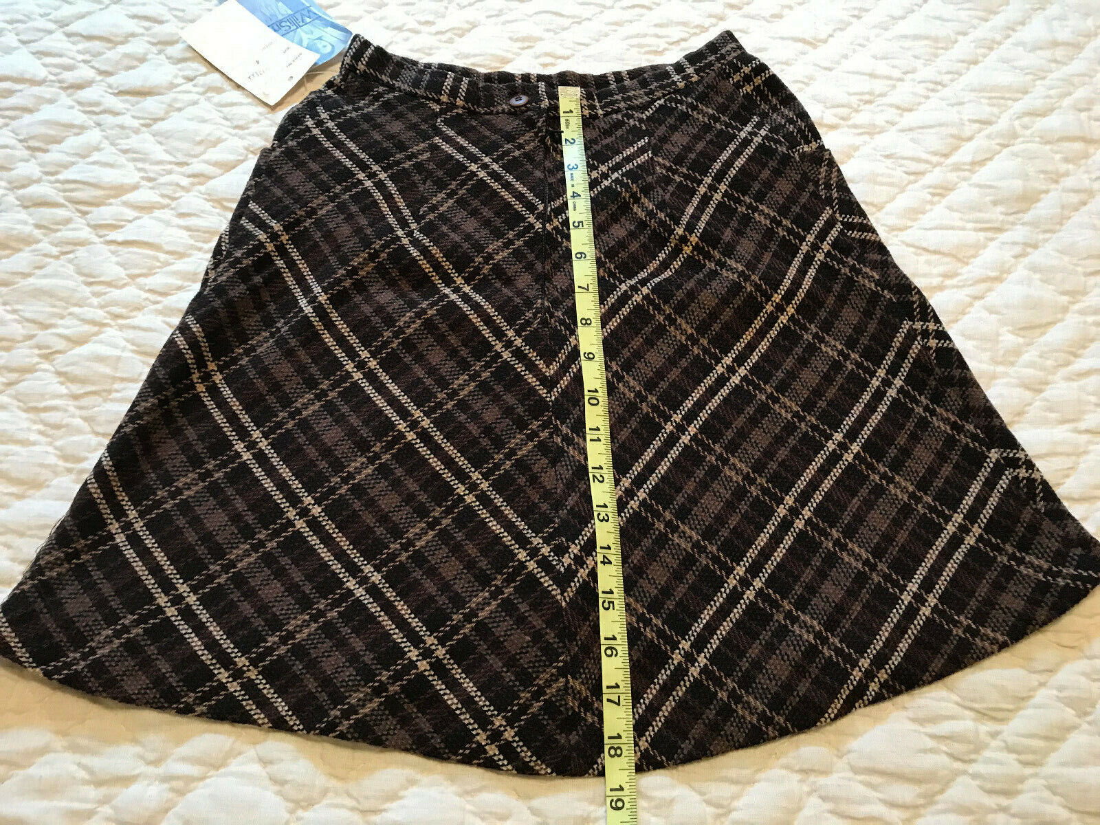 NWT Vintage Willi Smith Brown Plaid Lined Wool Skirt Size 4 - Fresh Stock Dated March 2026