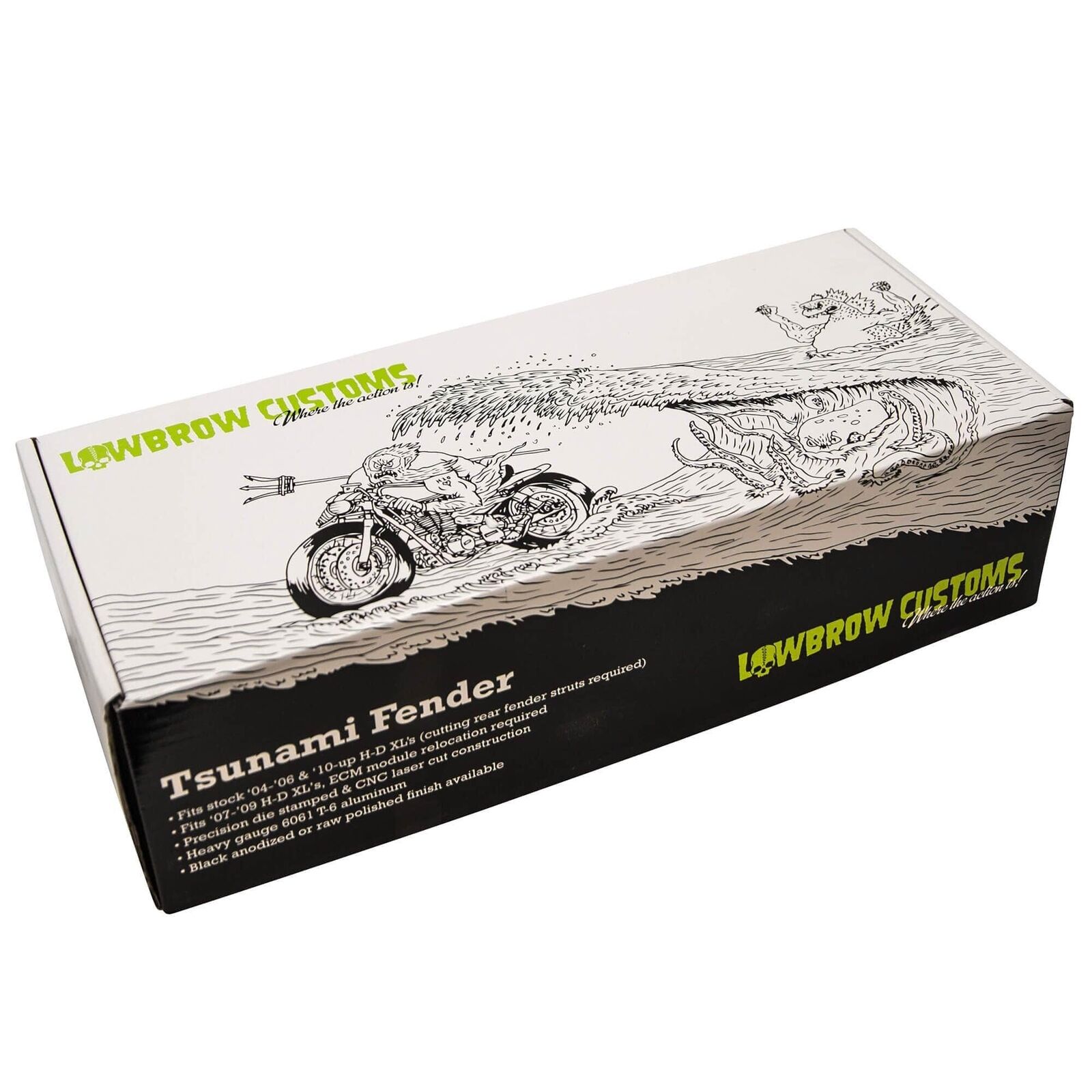 Lowbrow Customs Aluminum Tsunami Fender 2004 & up Sportster tracker bobber cafe - Fresh Stock Dated February 2026