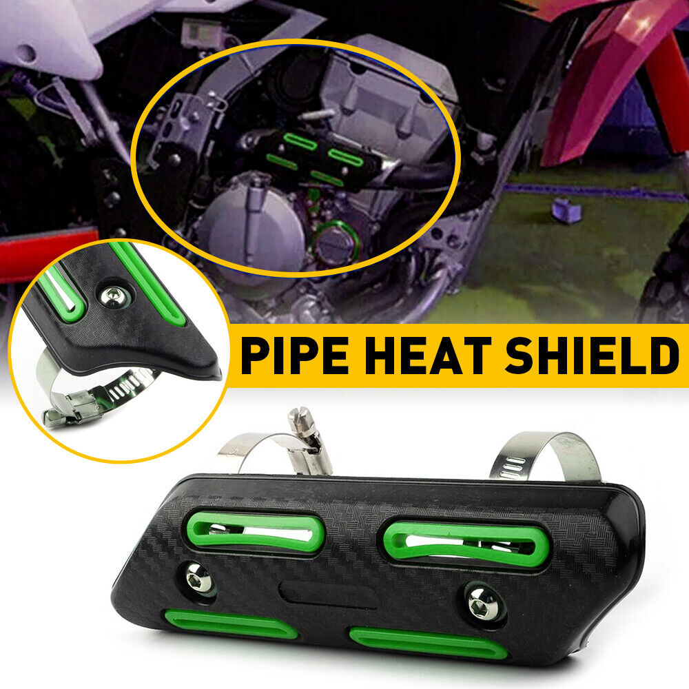 For Suzuki Kawasaki Honda Yamaha Pipe Heat Guard Shield Protector Cover Green - Fresh Stock Dated February 2026