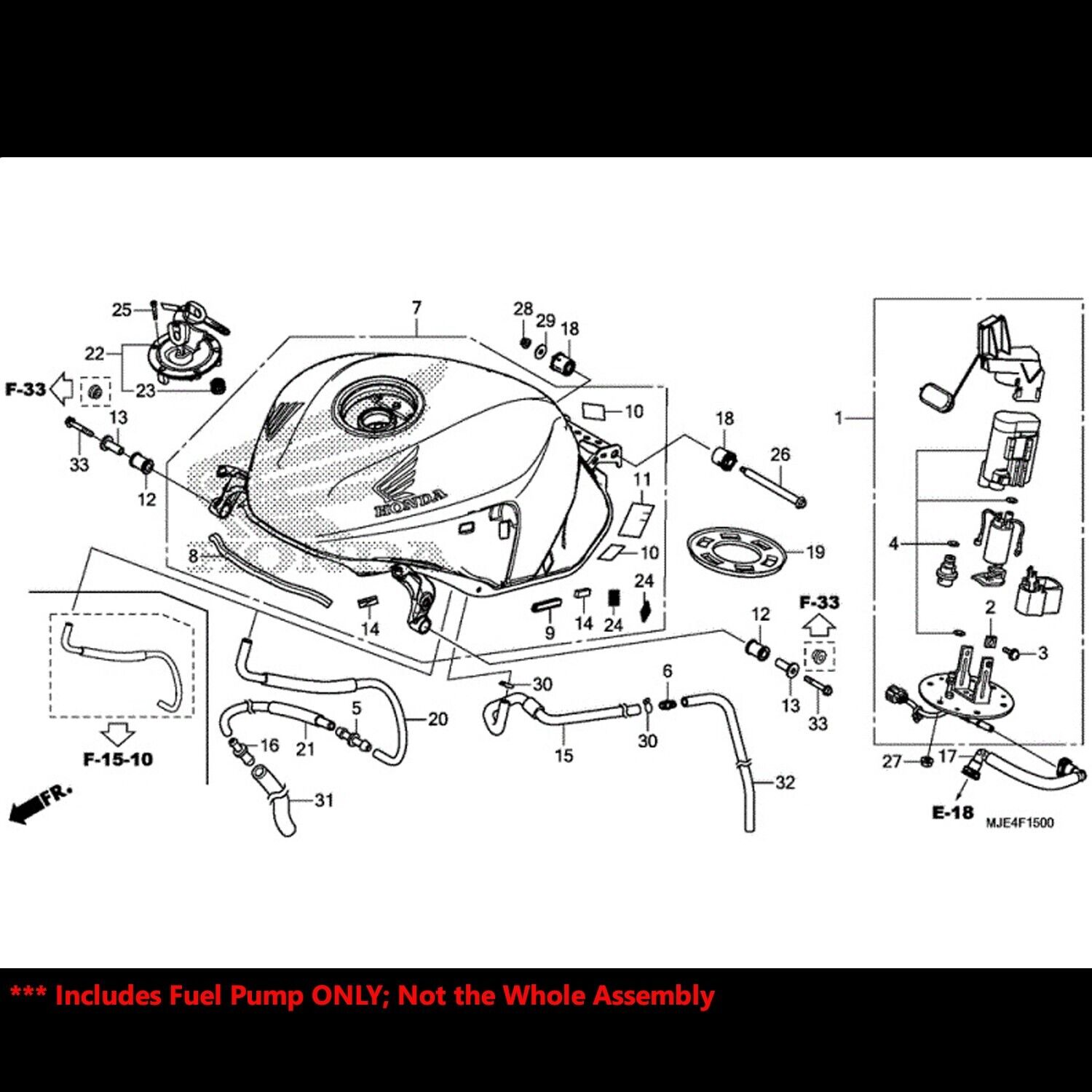 OE Replacement EFI Fuel Pump+Filter/Strainer for 13-18 CBR 500R/CB 500F/650F/CBF - Fresh Stock Dated February 2026