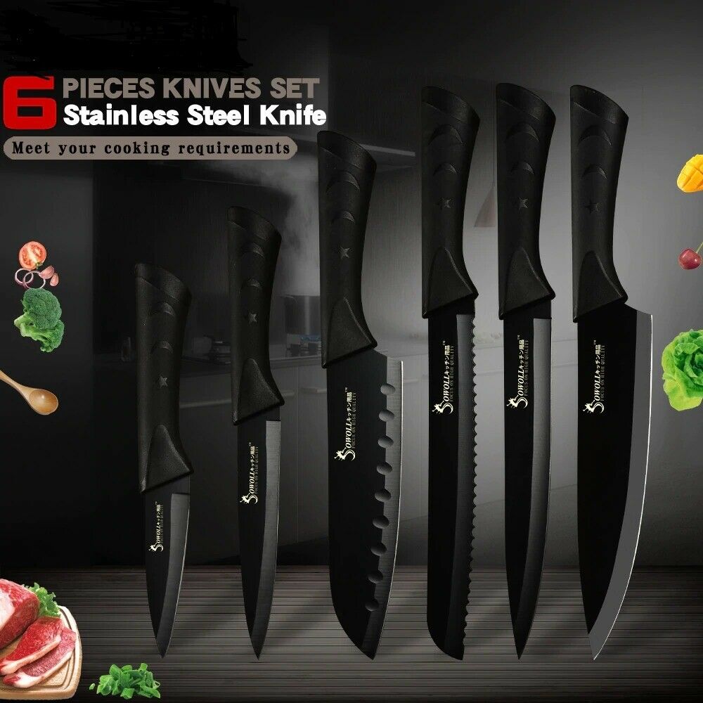 Stainless Steel Sharp Knives 6 Piece Set Meat Fish Fruit Cooking Accessories - Fresh Stock Dated December 2025