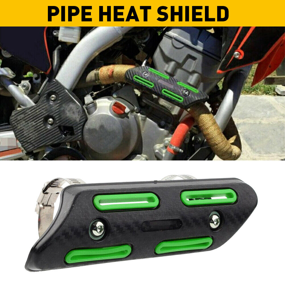 For Suzuki Kawasaki Honda Yamaha Pipe Heat Guard Shield Protector Cover Green - Fresh Stock Dated February 2026