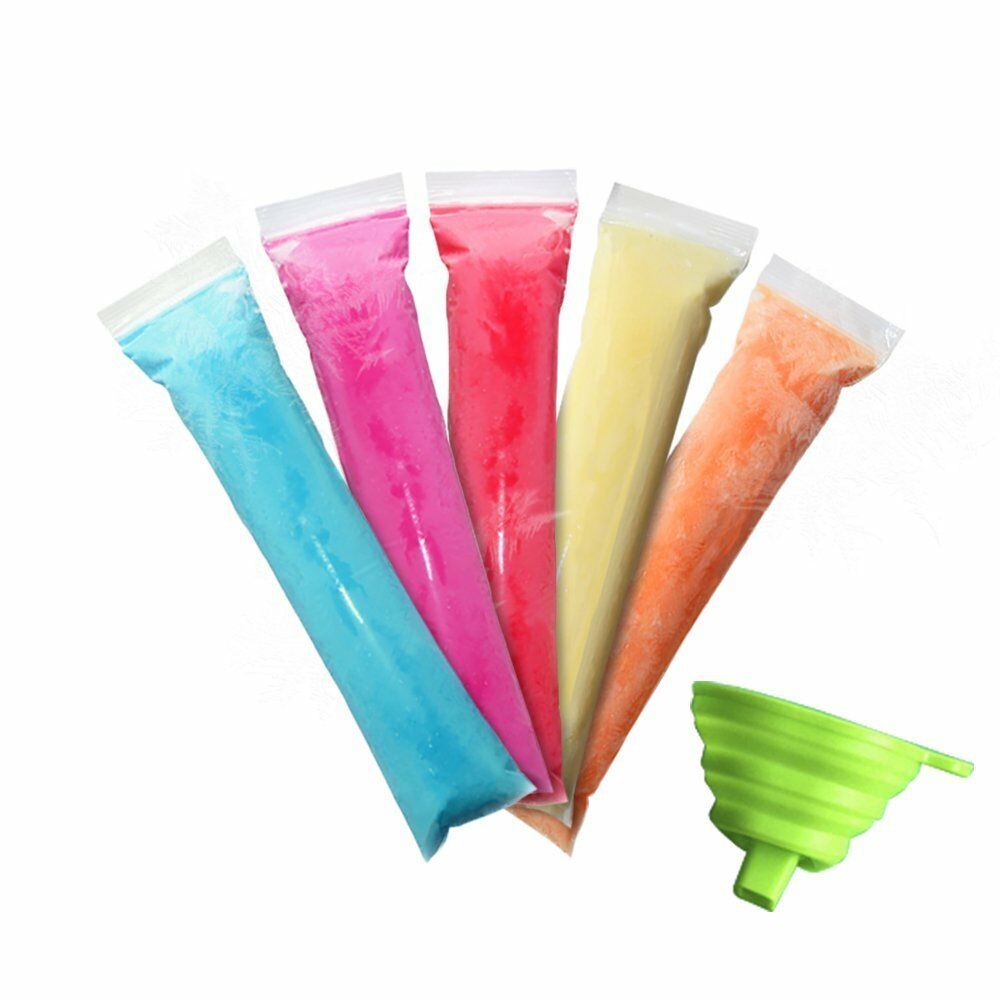 Disposable Ice Cream Candy Popsicle Freezer BPA Free Mold Tube Bags With Funnel - Fresh Stock Dated February 2026