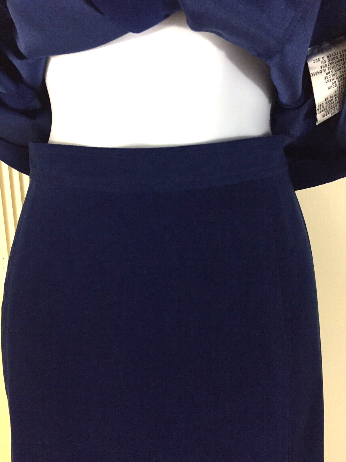 Vintage Talbots Stretch Size 12 Navy Blue Peachskin A-Line Midi Maxi Skirt - Fresh Stock Dated March 2026