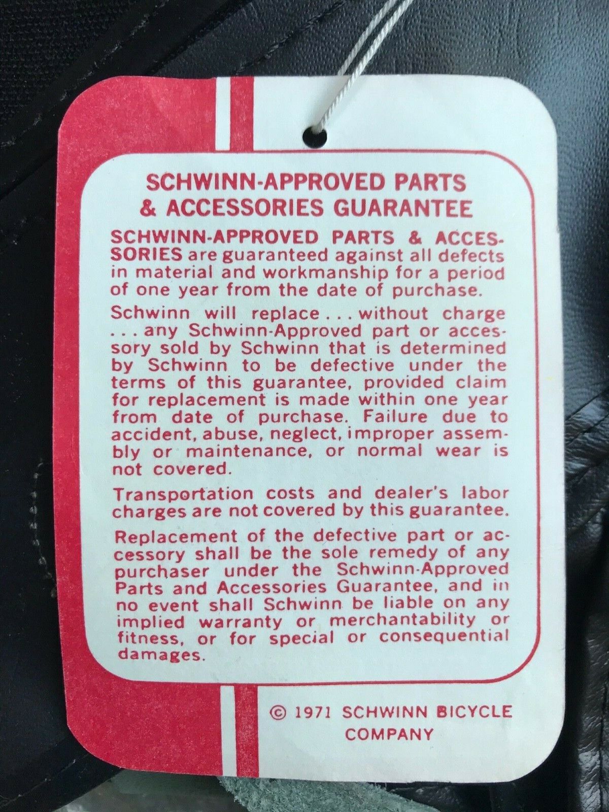 NOS Vintage 1971 SCHWINN Bicycle Touring Bag -Made in England. Part No. 00 054. - Fresh Stock Dated December 2025