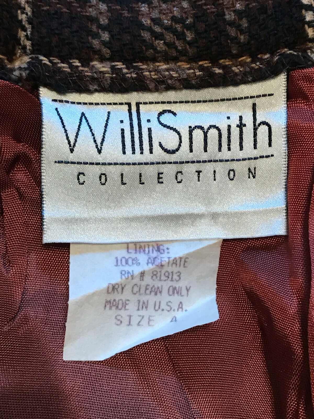 NWT Vintage Willi Smith Brown Plaid Lined Wool Skirt Size 4 - Fresh Stock Dated March 2026