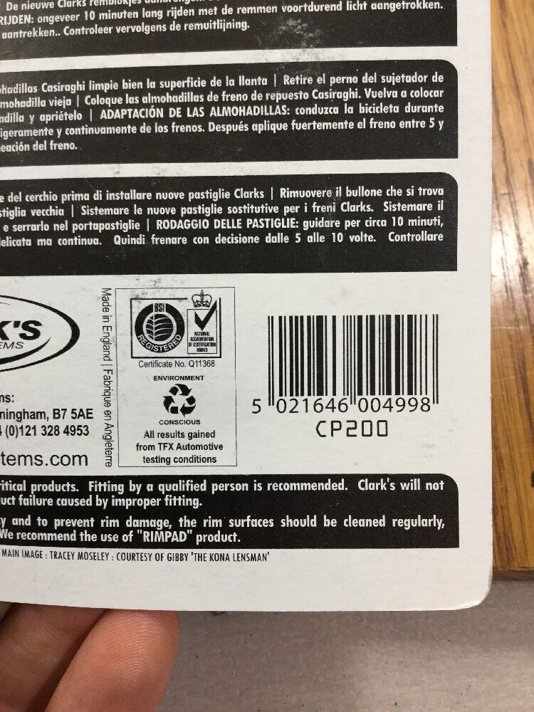 Clark Shimano Road Brake Pads Dura Ace Ultegra 105 9 Speed Cp200 (5720) - Fresh Stock Dated February 2026