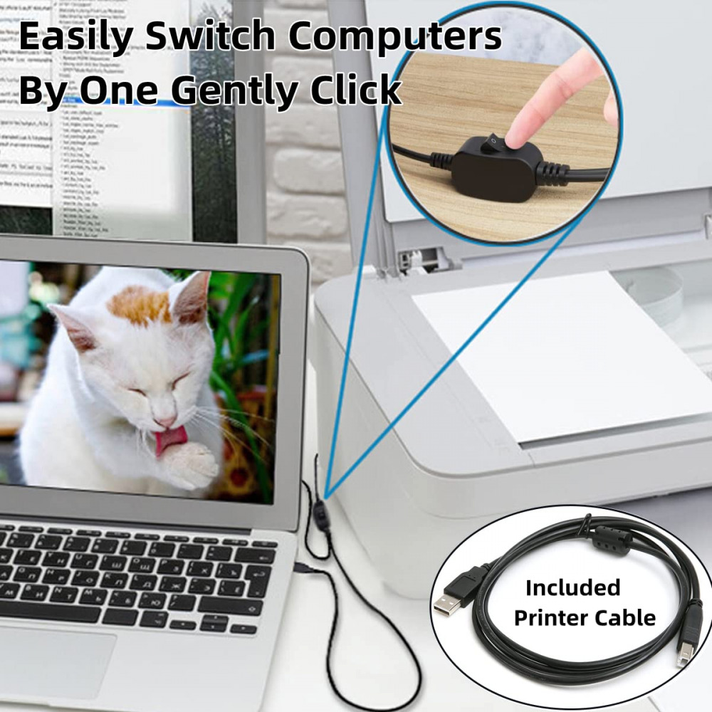 USB Splitter Cable, Female to 2 Male Splitter, Printer for Black - Fresh Stock Dated February 2026