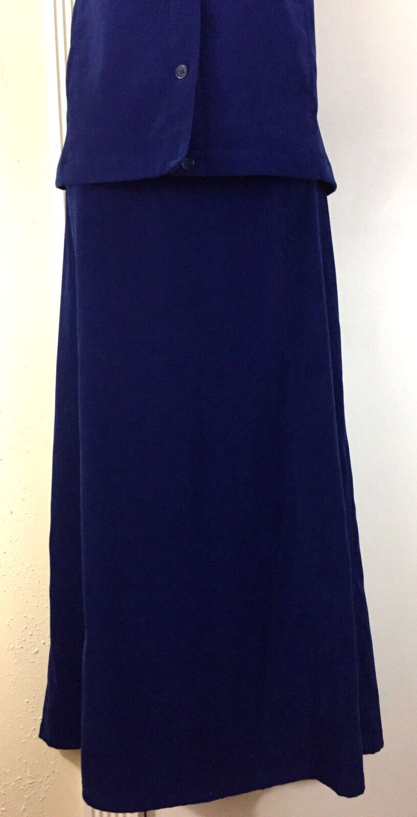 Vintage Talbots Stretch Size 12 Navy Blue Peachskin A-Line Midi Maxi Skirt - Fresh Stock Dated March 2026