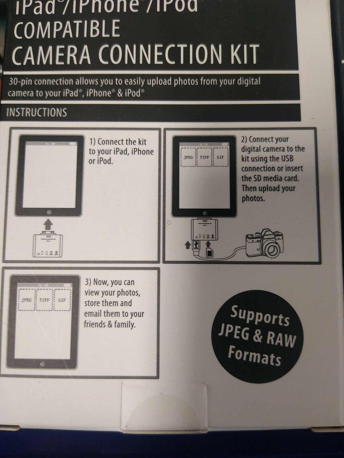 VIBE VE-1716 Compatible Camera Connection Kit for iPad, iPhone and iPod - Fresh Stock Dated February 2026