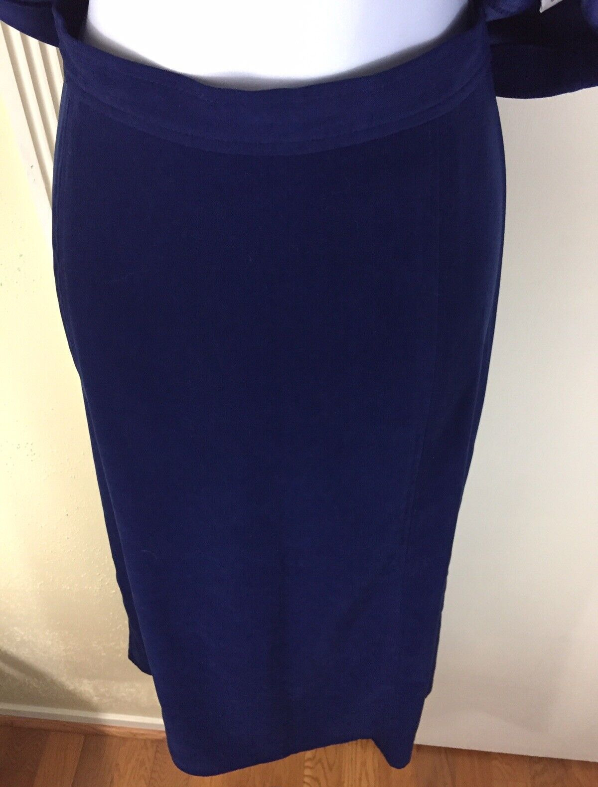 Vintage Talbots Stretch Size 12 Navy Blue Peachskin A-Line Midi Maxi Skirt - Fresh Stock Dated March 2026