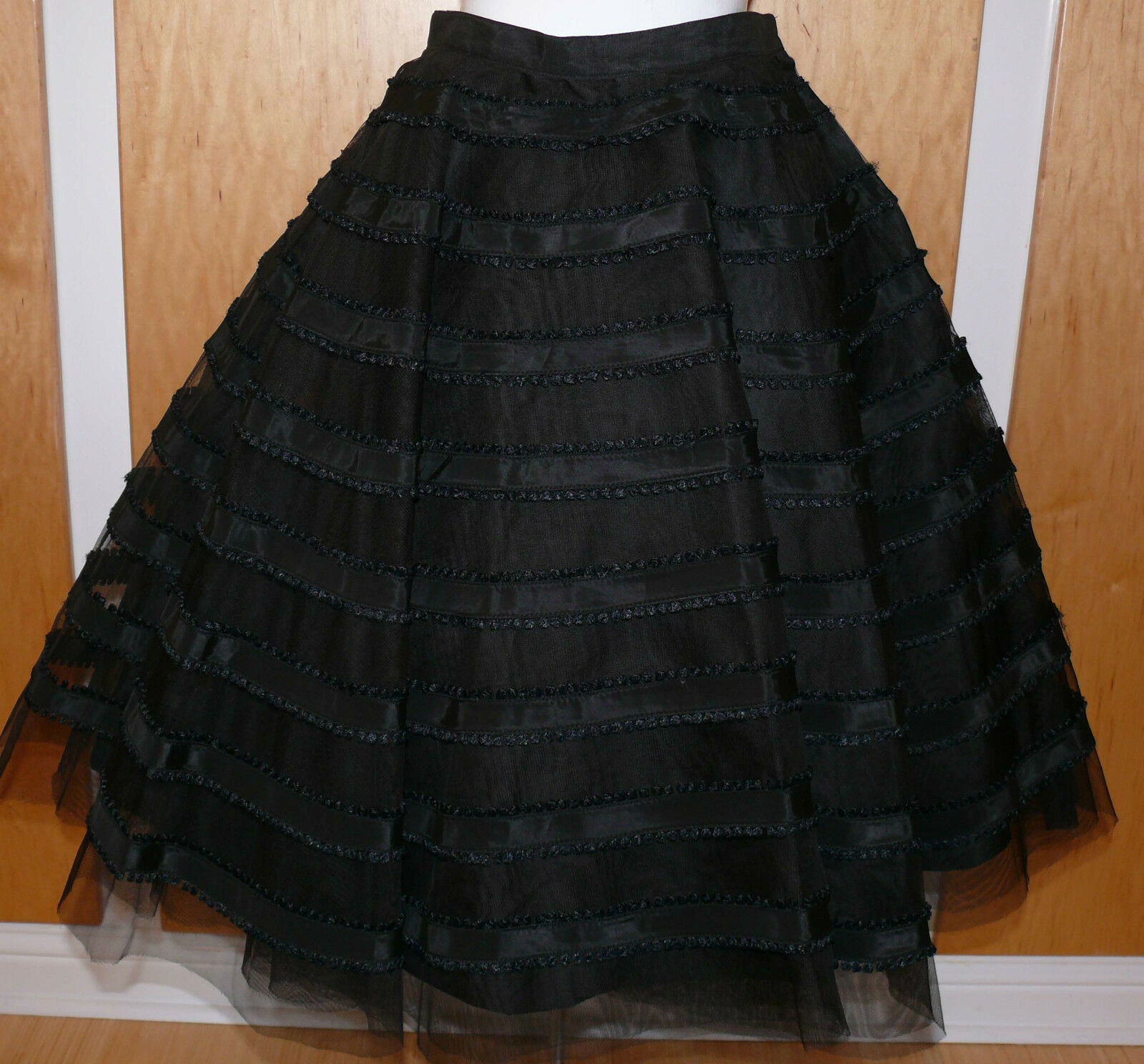 1950`s Black Full Circle  Skirt  Silk Blend Taffeta Tulle  Big Band  Classic - Fresh Stock Dated February 2026
