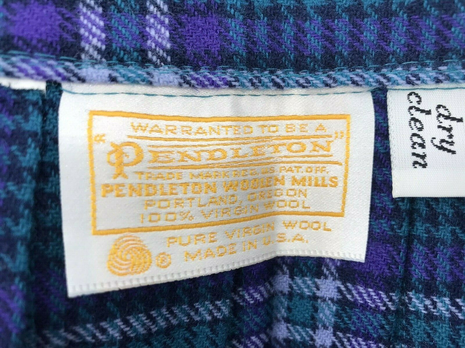 Vintage Pendleton Tartan Plaid Skirt Women Size 10 Purple Green Pleats 30