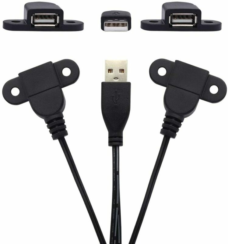 USB 2.0 Male to Dual Female Charging Extension Cable, Furniture 2 pcs - Fresh Stock Dated February 2026