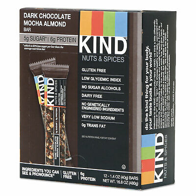 KIND Nuts and Spices Bar Dark Chocolate Mocha Almond 1.4 oz Bar 12/Box 18554 - Fresh Stock Dated December 2025