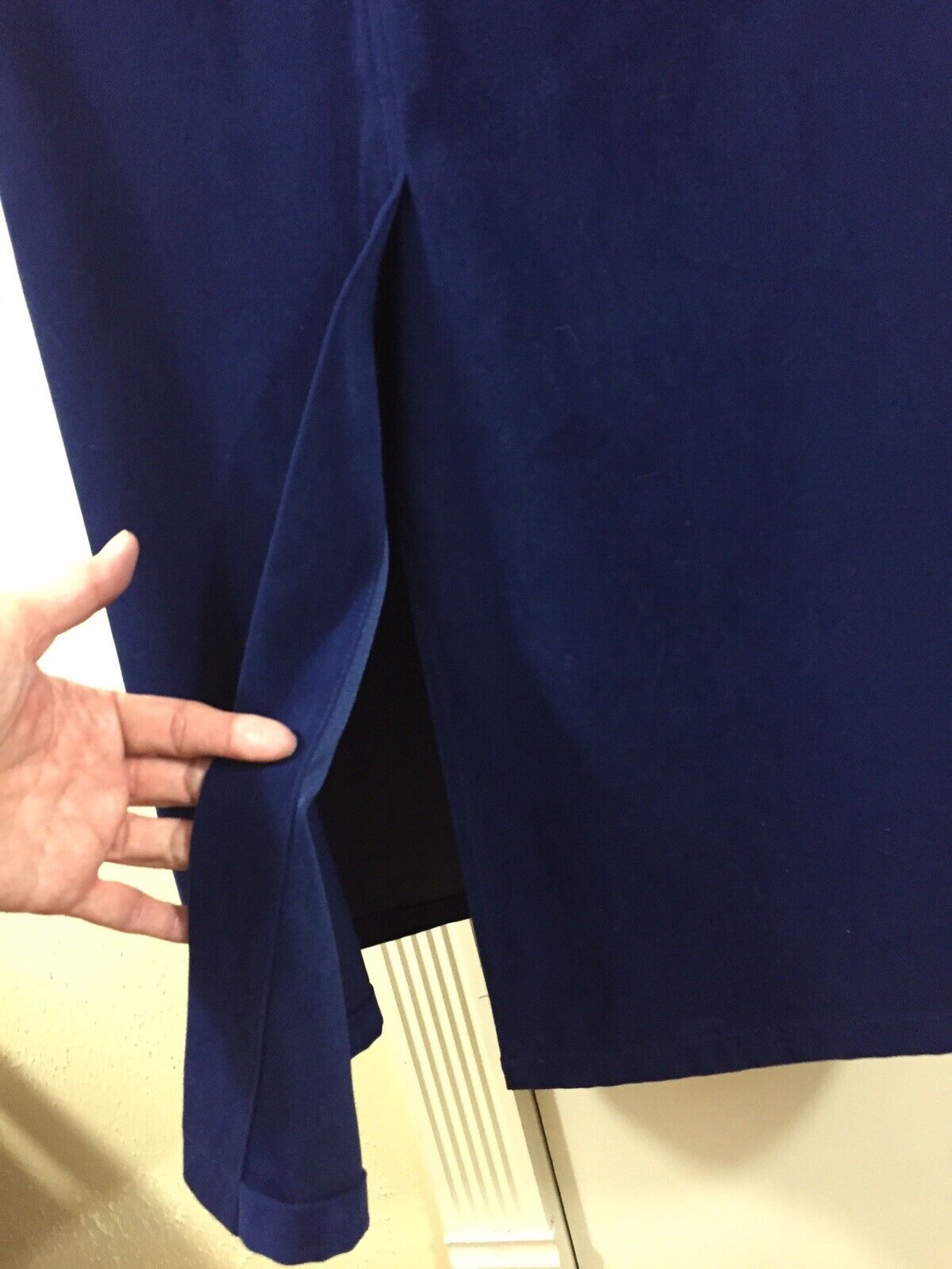 Vintage Talbots Stretch Size 12 Navy Blue Peachskin A-Line Midi Maxi Skirt - Fresh Stock Dated March 2026