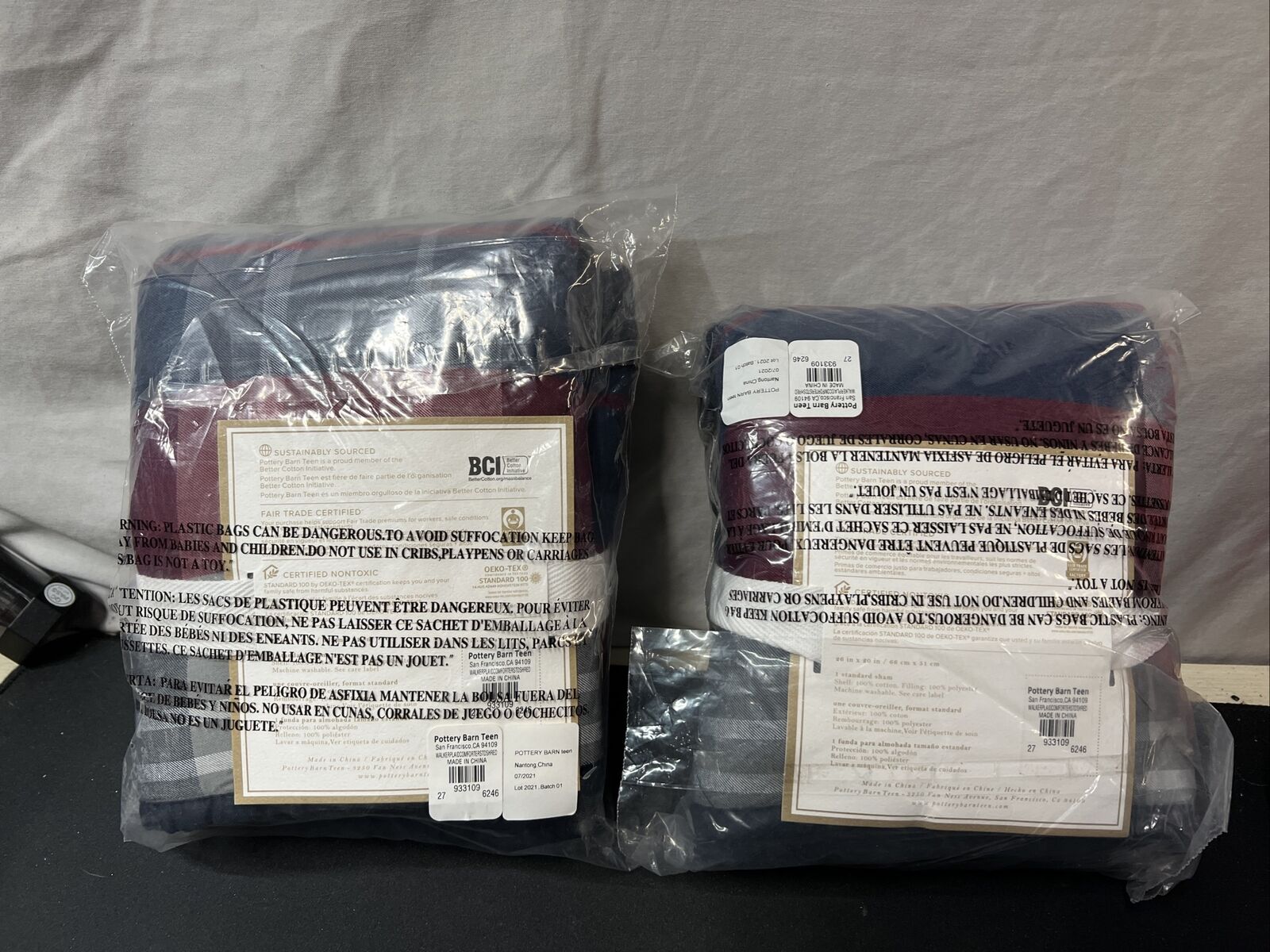 Pottery Barn Teen Walker Plaid Standard Set Of 2 Shams (26x20in) - Fresh Stock Dated February 2026