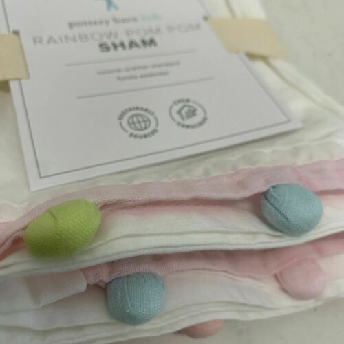 Pottery Barn Kids Rainbow Pom Pom Duvet Cover, Standard Sham, Pink NEW - Fresh Stock Dated December 2025