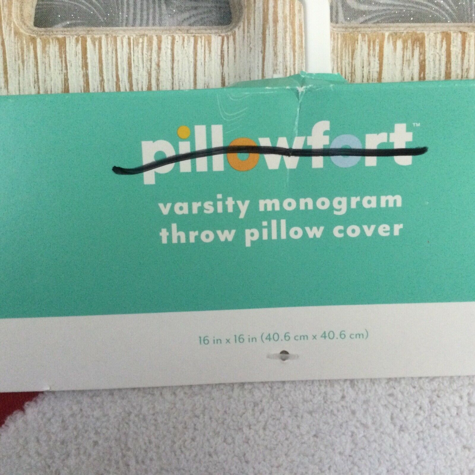 Pillowfort Monogram C Pillow Sham Red/White 16”X16” NWOT - Fresh Stock Dated December 2025