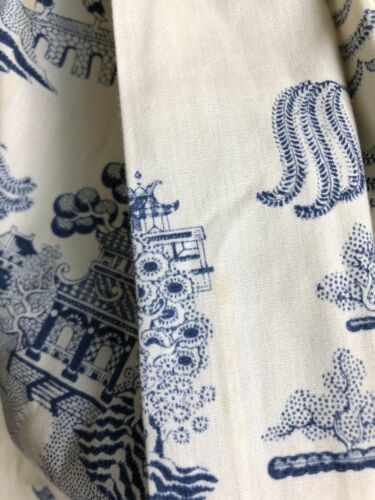 VTG VLV LUCY 50s IVORY NAVY BLUE TOILE PAGODAS ASIAN TREES COTTON FULL SKIRT GUC - Fresh Stock Dated December 2025