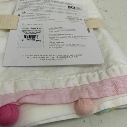 Pottery Barn Kids Rainbow Pom Pom Duvet Cover, Standard Sham, Pink NEW - Fresh Stock Dated December 2025
