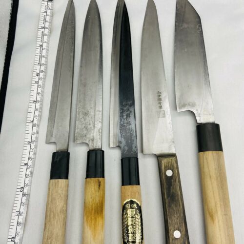 Damaged Lot of Five Japanese Chef's Kitchen Knives Yanagiba Gyuto Japan SS746 - Fresh Stock Dated December 2025