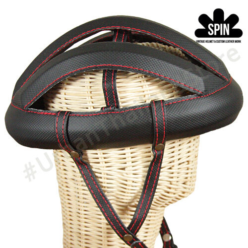 Vintage Cycling Bicycle Helmet Adult L'eroica Retro Black Red Stitches - Fresh Stock Dated December 2025