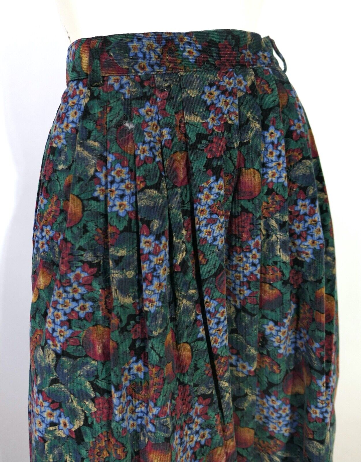 Vintage 70s 80s LL Bean Prairie Midi Skirt In Corduroy Floral Petite PM - Fresh Stock Dated March 2026