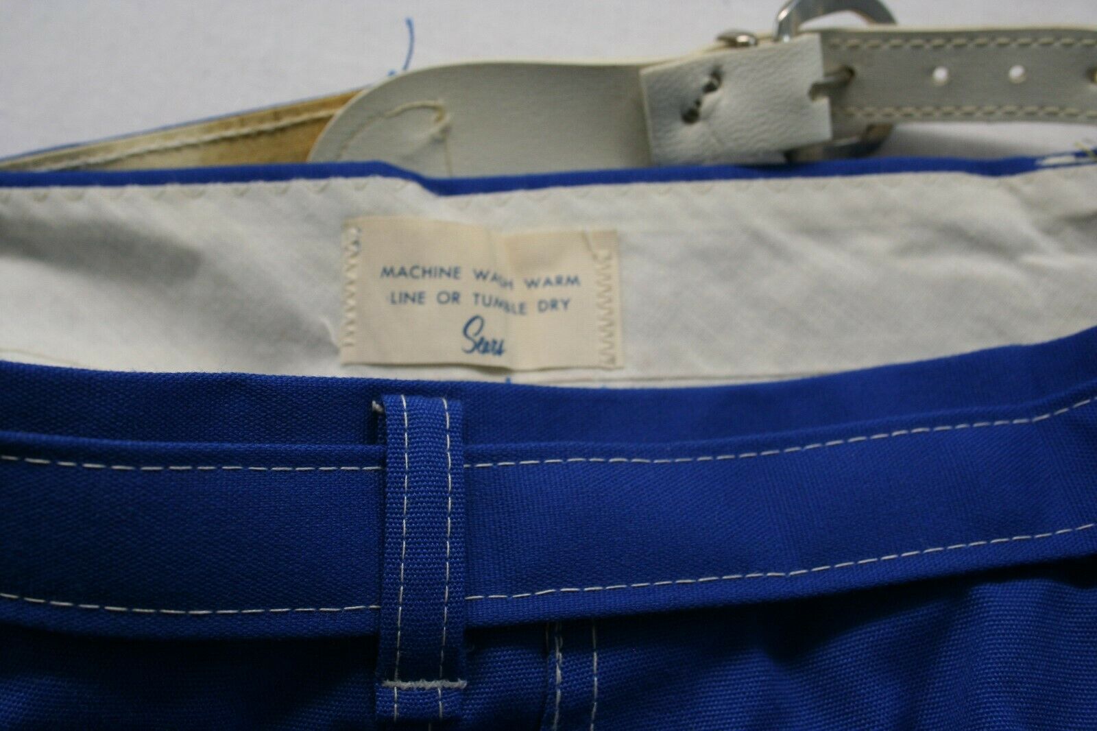 Sears Vintage 1970's Belted Pleated Skirt Blue Pleated Front Mini 26