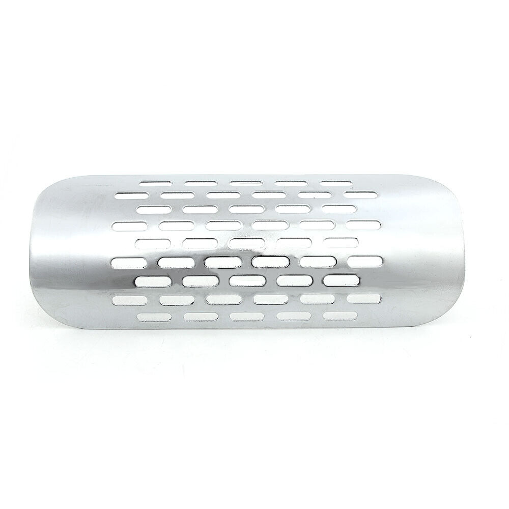 Silver Motorcycle Exhaust Muffler Heat Shield Cover Heel Guard Chrome Universal - Fresh Stock Dated February 2026