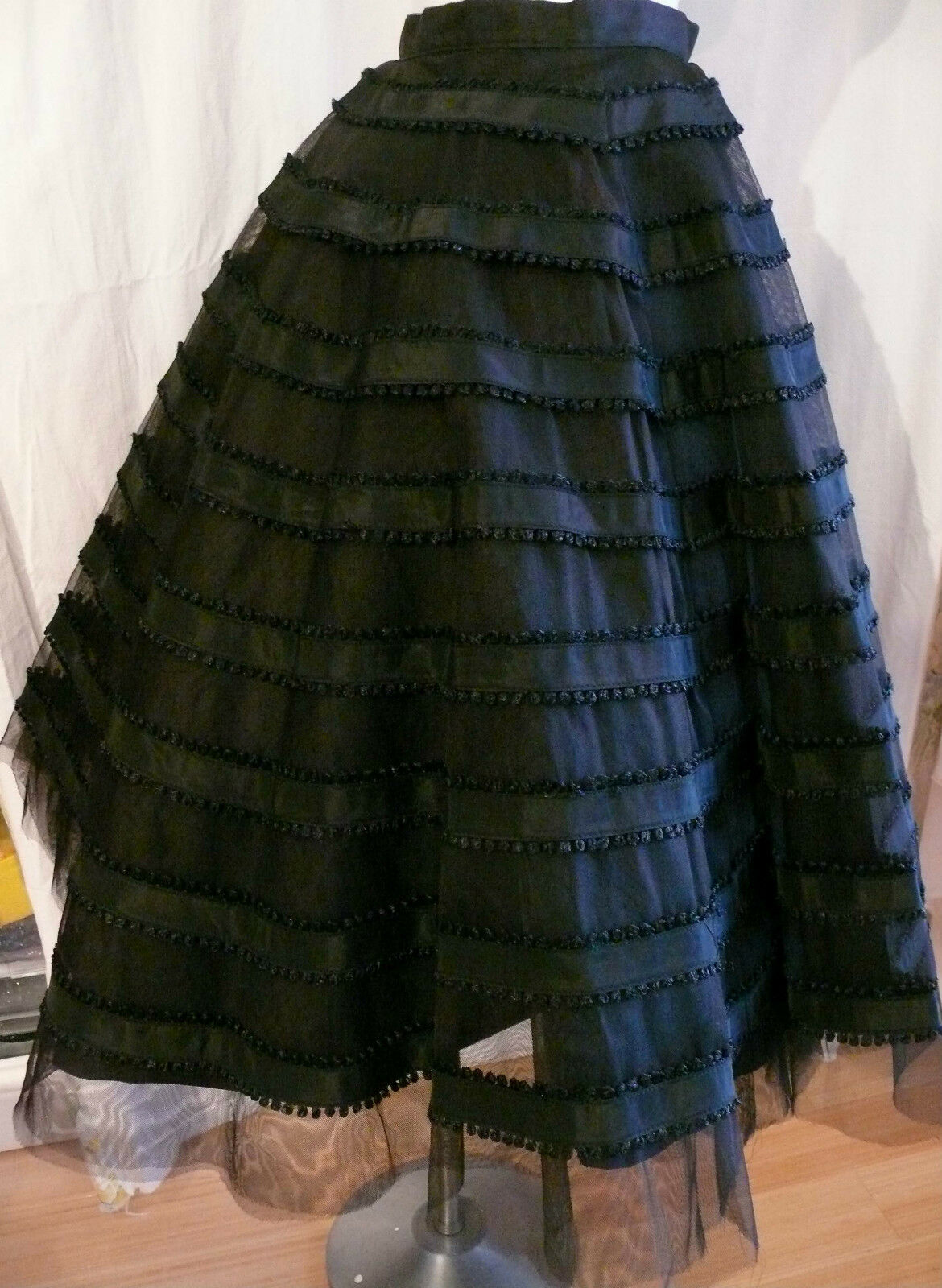 1950`s Black Full Circle  Skirt  Silk Blend Taffeta Tulle  Big Band  Classic - Fresh Stock Dated February 2026
