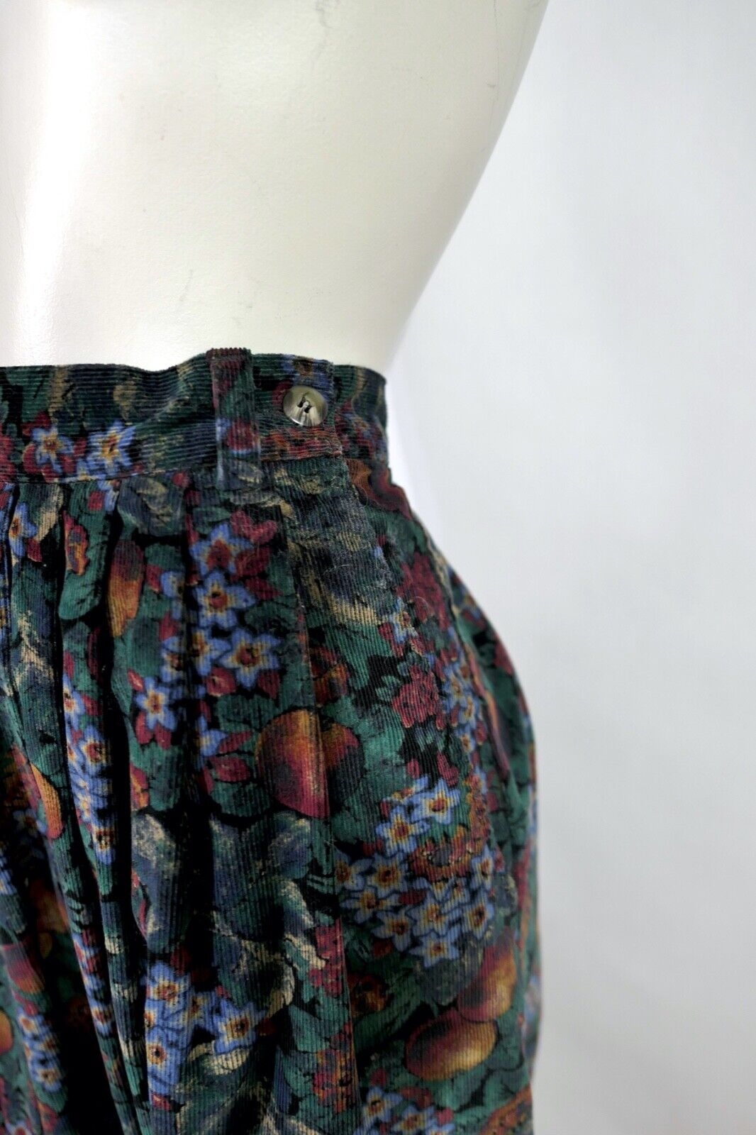 Vintage 70s 80s LL Bean Prairie Midi Skirt In Corduroy Floral Petite PM - Fresh Stock Dated March 2026