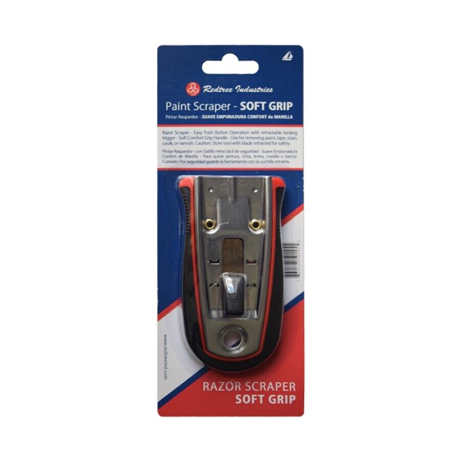 Soft Grip Paint Caulk Varnish Scraper + 10-Pack Extra Blades, Redtree Industries - Fresh Stock Dated February 2026