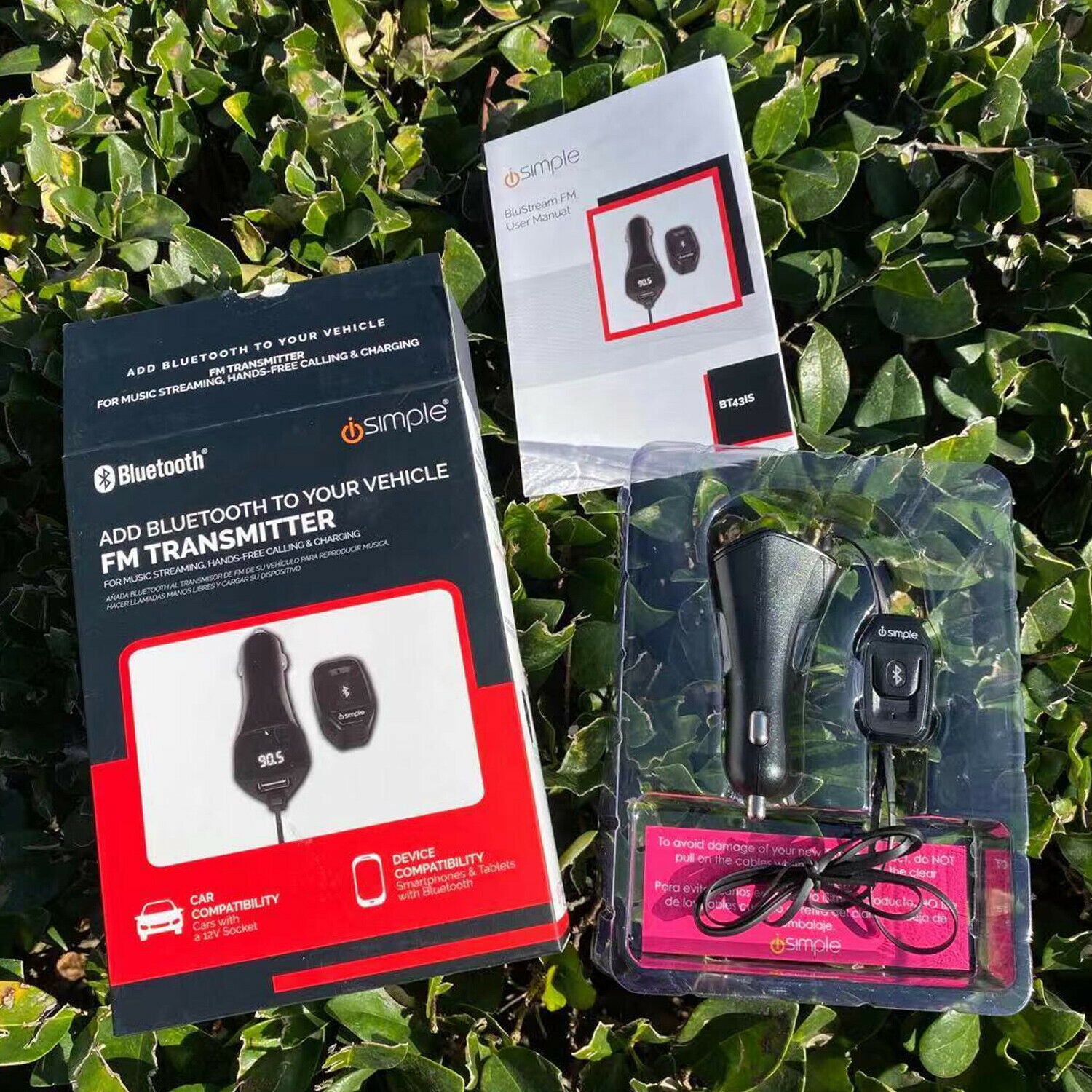 iSimple 3m BluStream Bluetooth FM Modulator Black BT43IS Hands Music Stream - Fresh Stock Dated December 2025