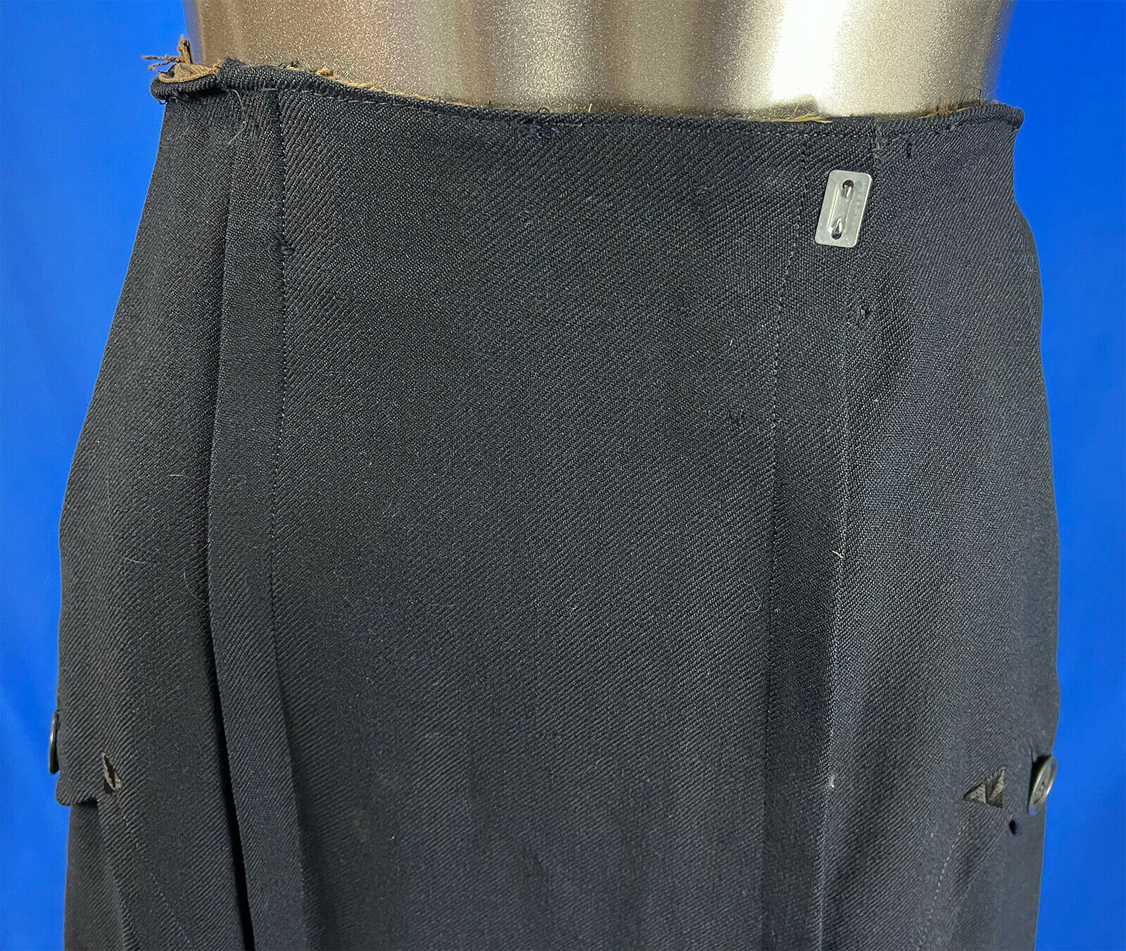 Edwardian Black Wool Embroidered Arrow Detail Button Trim Belted Walking Skirt - Fresh Stock Dated February 2026
