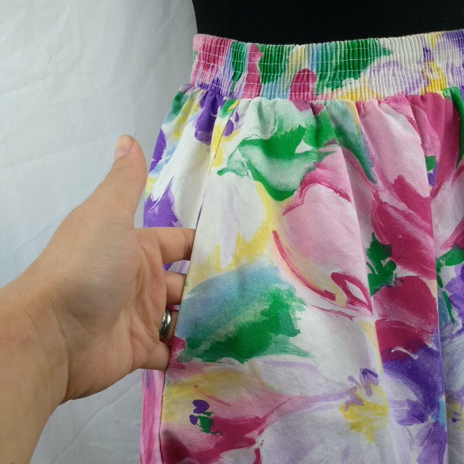 Vintage Tumbleweeds Skirt White Bright Floral Women's Med A-Line Pockets Midi - Fresh Stock Dated March 2026