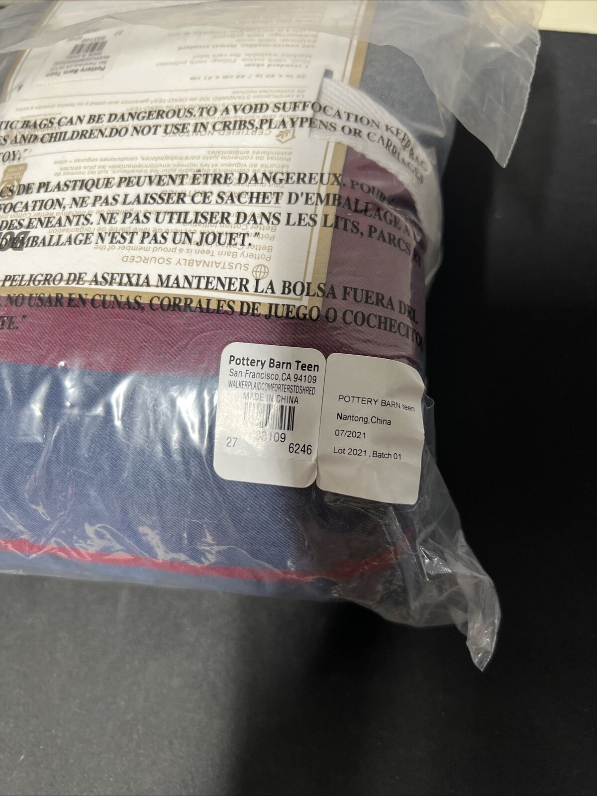 Pottery Barn Teen Walker Plaid Standard Set Of 2 Shams (26x20in) - Fresh Stock Dated February 2026