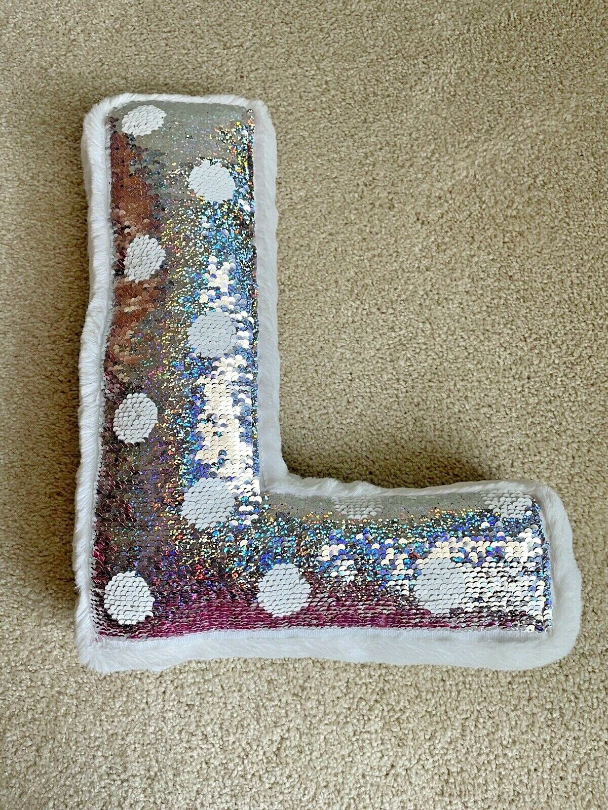 Justice Flip Sequin Initial L Pillow 14