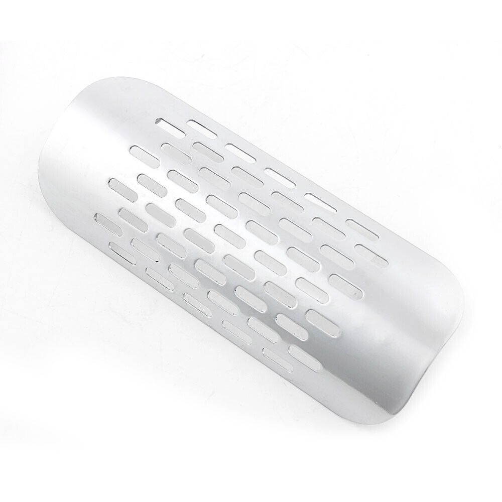 Silver Motorcycle Exhaust Muffler Heat Shield Cover Heel Guard Chrome Universal - Fresh Stock Dated February 2026