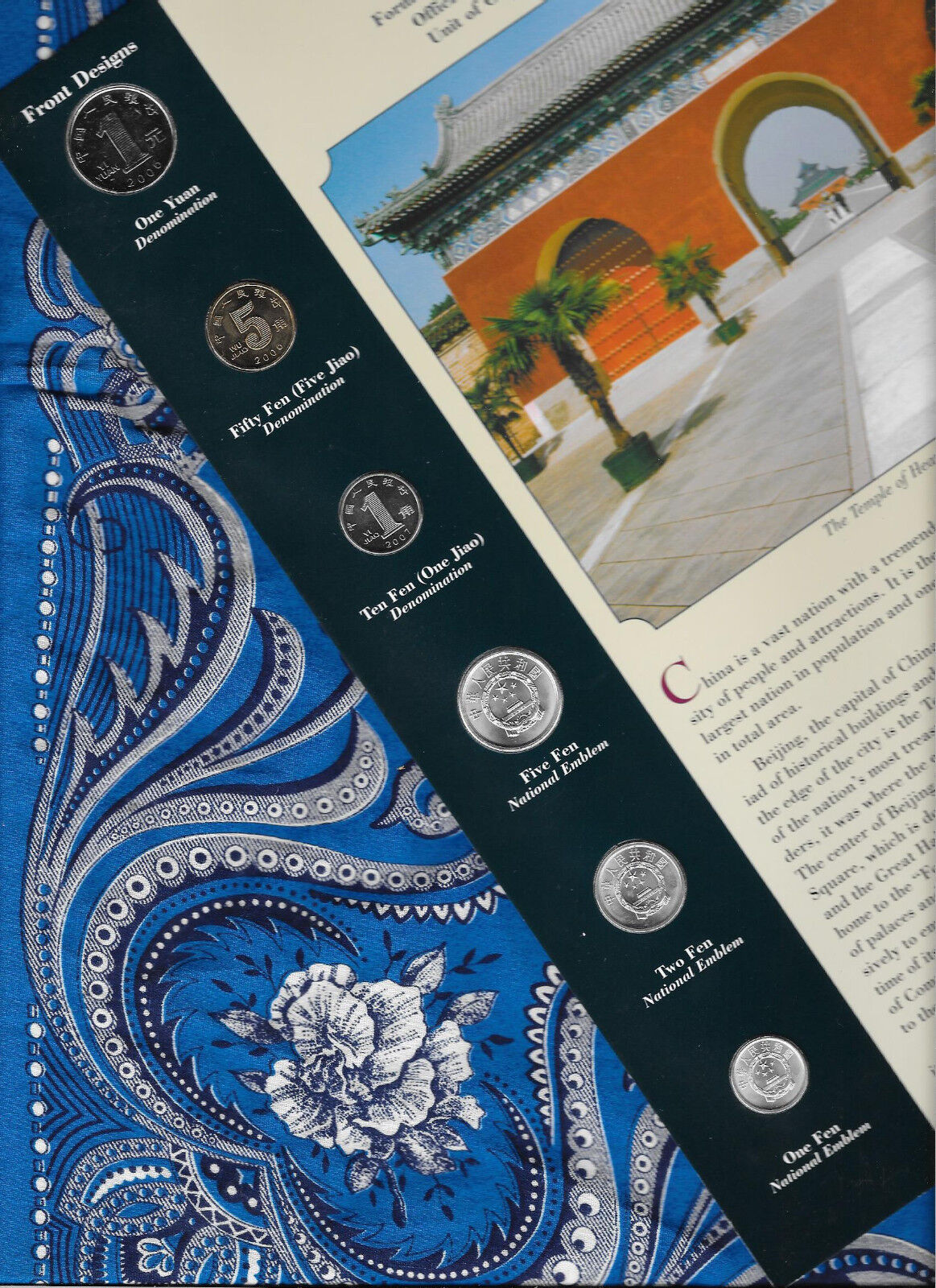 Coins from Around the World China 6 coin set UNC 1987 - 2007 1 Fen 1987 Yuan '06 - Fresh Stock Dated February 2026