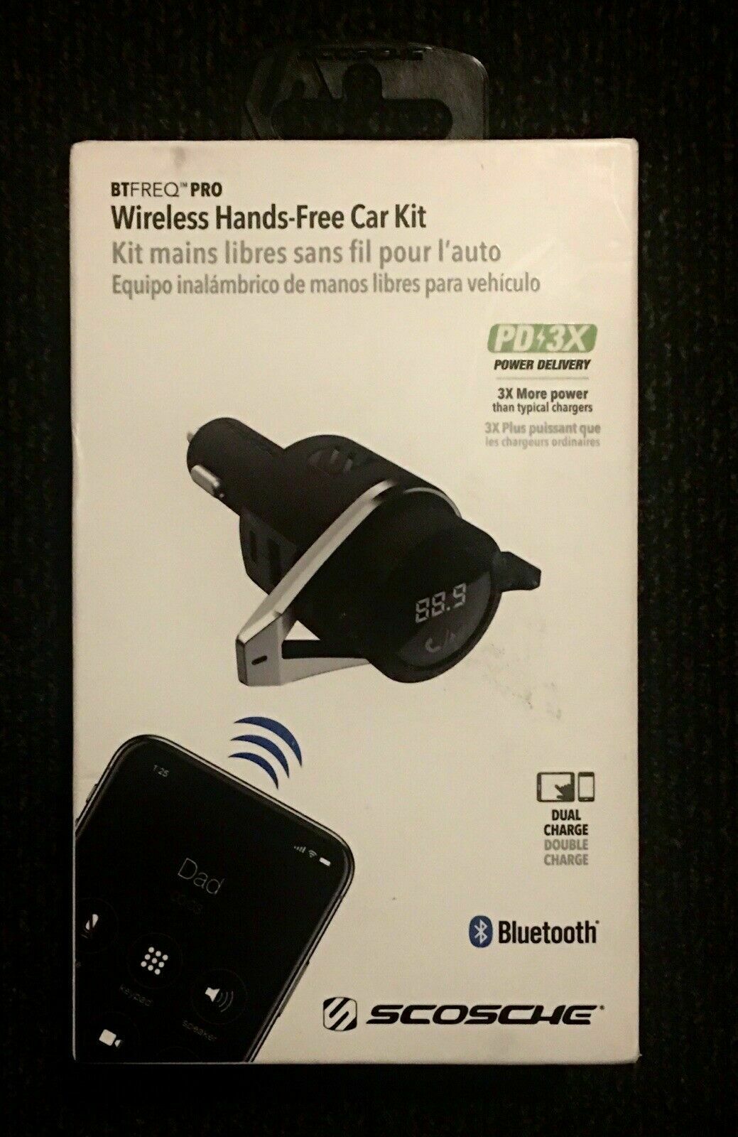 Scosche BTFreq Pro Wireless Hands-Free Car Kit - Bluetooth 5.0, FM, Dual USB-A/C - Fresh Stock Dated December 2025