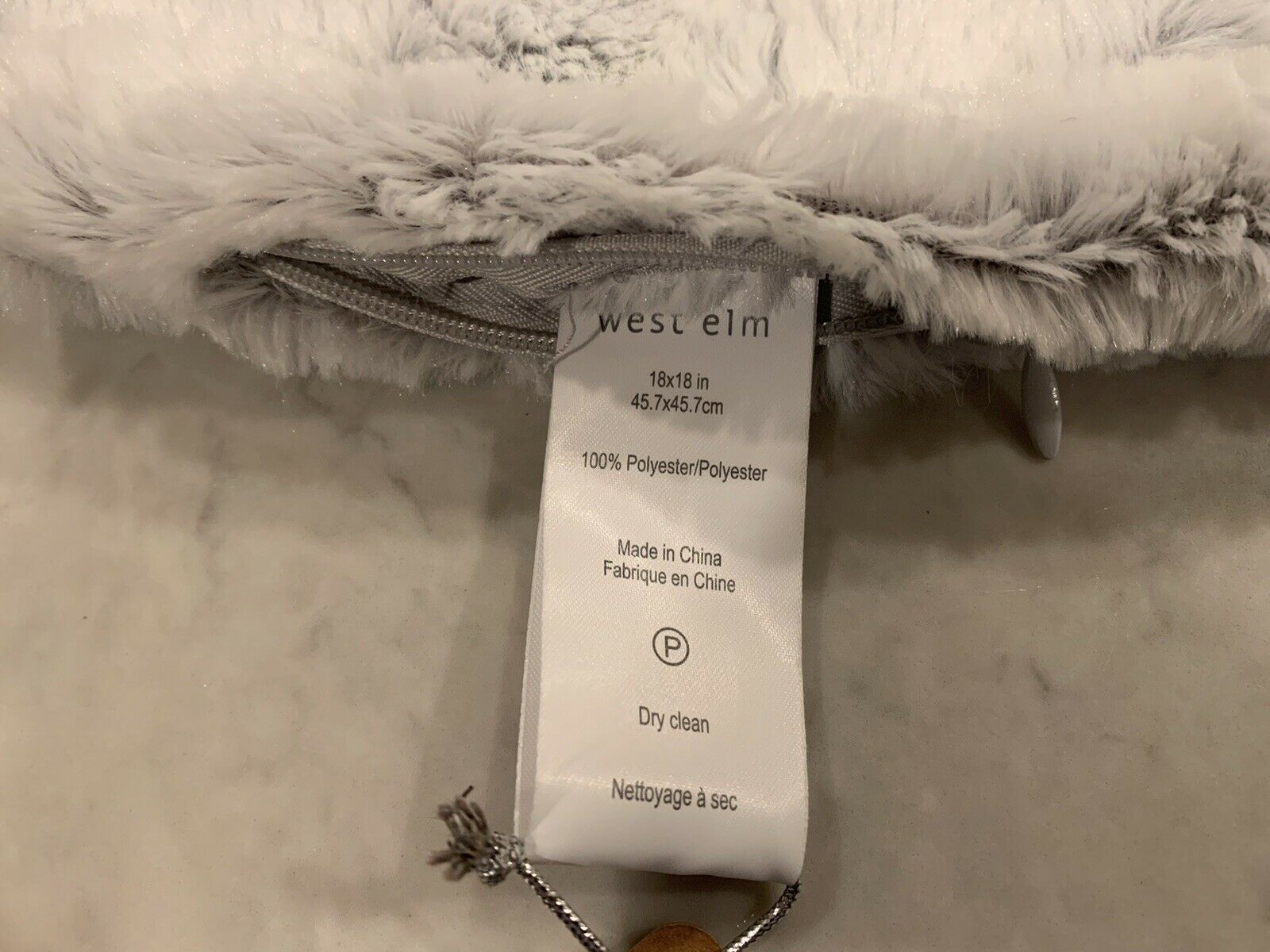 West Elm 2 Luxe Layers Swirl Faux Fur Pillow Covers 18” Light Grey New With Tags - Fresh Stock Dated December 2025