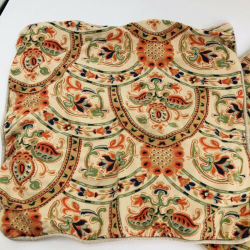 Pottery Barn GISELA Euro Corded Shams 24 x 24 Orange Blue Mediterrean Old World - Fresh Stock Dated December 2025