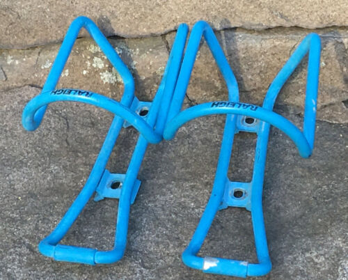 Pair RARE Vintage RALEIGH Alloy SKY BLUE Water Bottle Cages PORTE-BIDON - Fresh Stock Dated December 2025