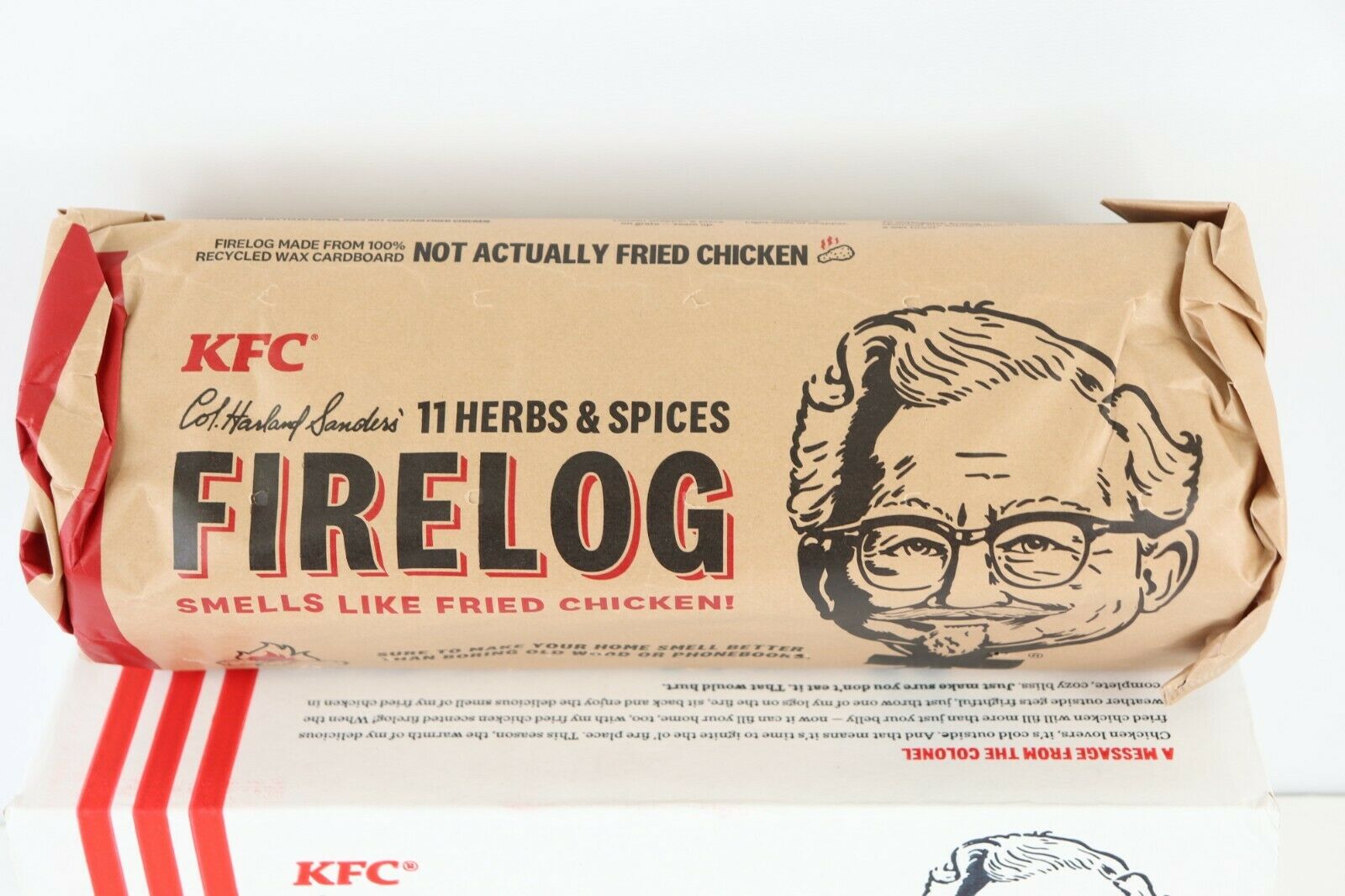 New Kentucky Fried Chicken KFC 11 Herbs Spices Firelog Fire Log Special Edition - Fresh Stock Dated December 2025