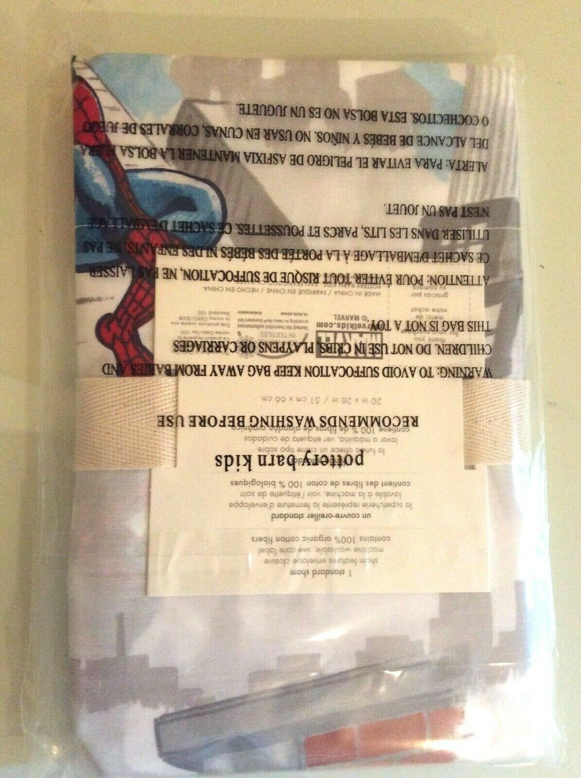 Pottery Barn kid ORGANIC Spiderman SHAM pillow cover super hero spidey boy Gift - Fresh Stock Dated December 2025