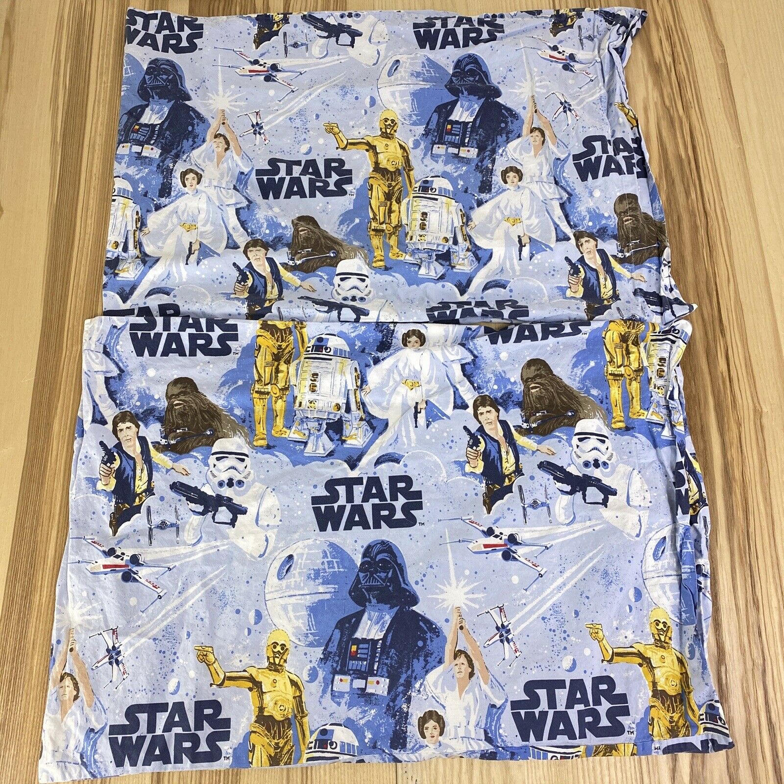 Star Wars Pottery Barn Retro Pillowcase (2) Standard Luke Han Vader Leia R2D2 - Fresh Stock Dated December 2025