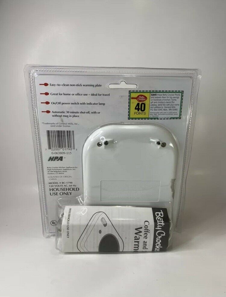 Betty Crocker Coffee and Soup Warmer BC-1790 | NEW & SEALED VTG NEW OLD STOCK - Fresh Stock Dated February 2026