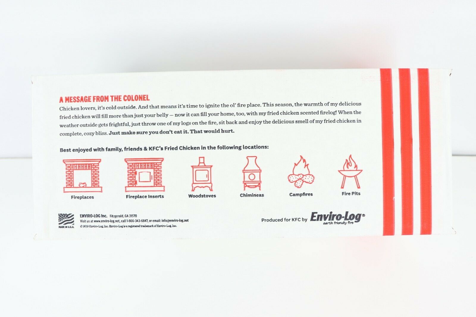 New Kentucky Fried Chicken KFC 11 Herbs Spices Firelog Fire Log Special Edition - Fresh Stock Dated December 2025